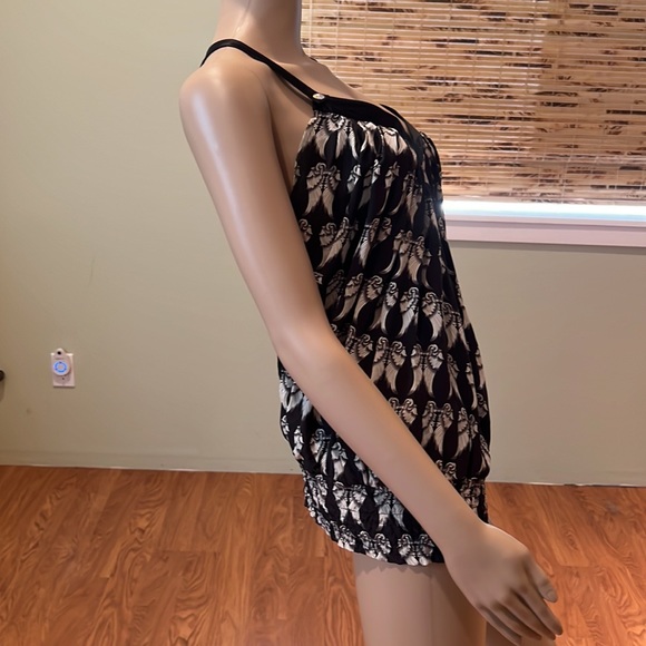 Faith Silk With Crystal Buttons Angel Wing Design Print Racerback Blouse Size L - Picture 7 of 11